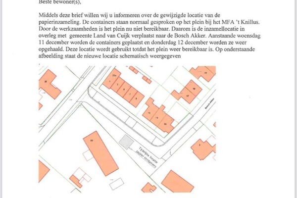 Oud papier container locatiewijziging